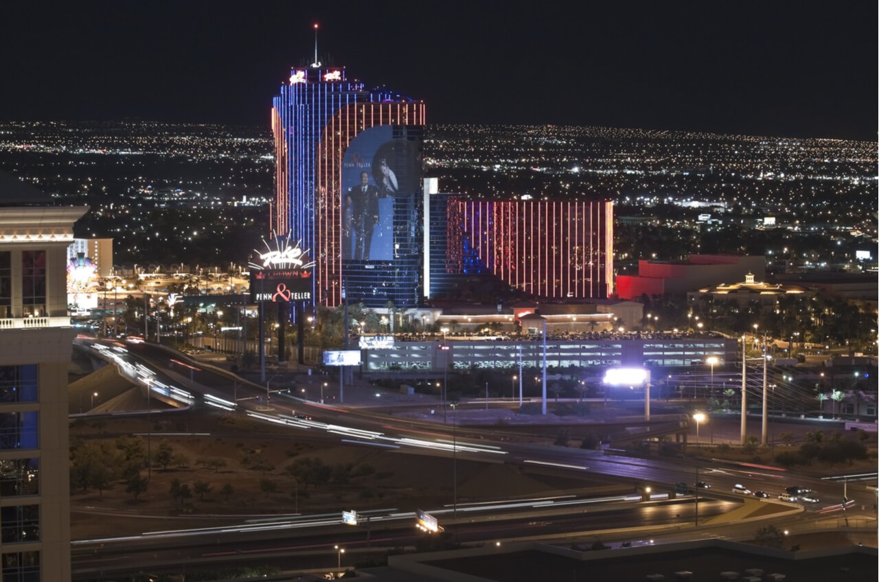 Rio Casino in Las Vegas at night