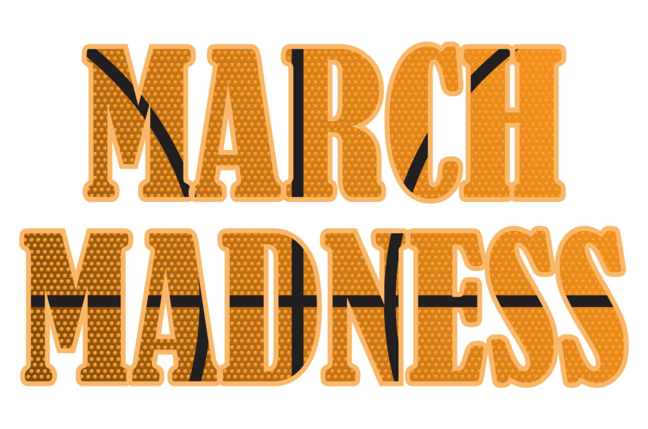 March Madness in basketball lettering