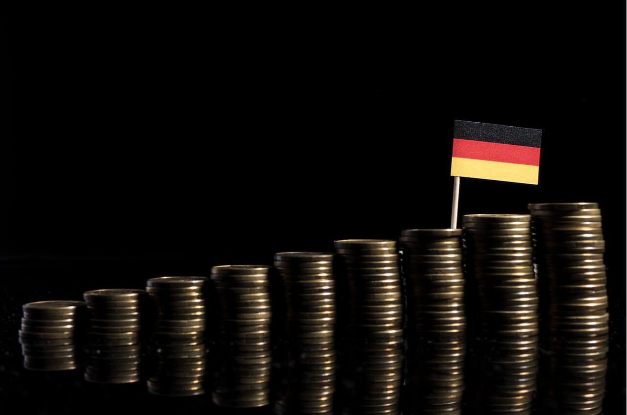 Coins and German flag