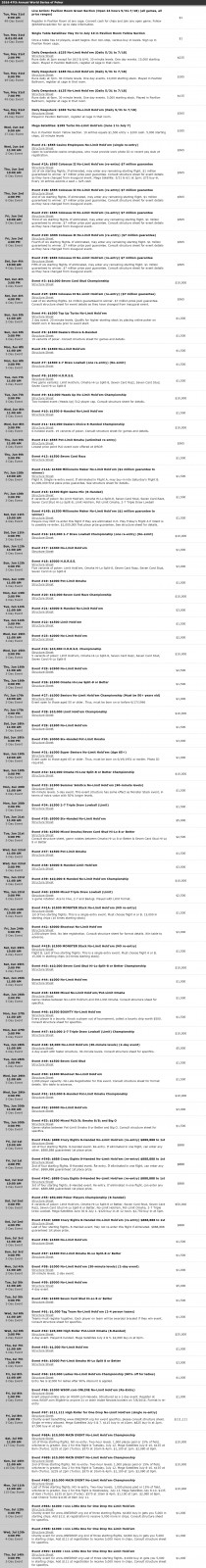 WSOP 2016 Tournament Schedule