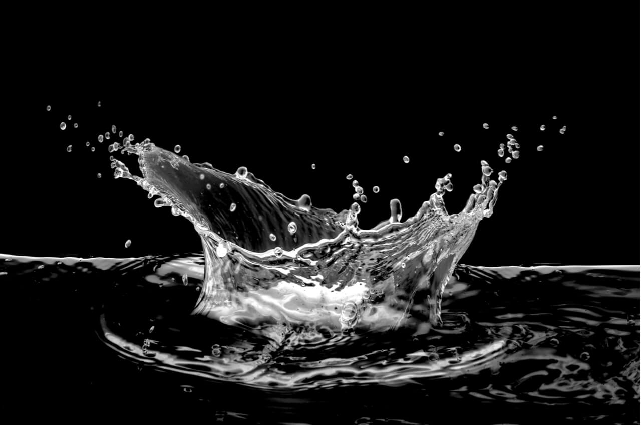 water splashing on black background