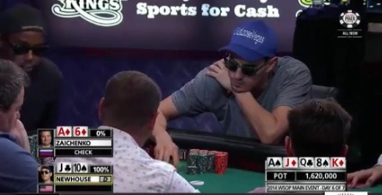 Two players battling it out at the WSOP Main Event on ESPN