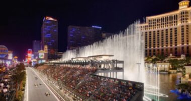 rendering bellagio grandstand las vegas grand prix