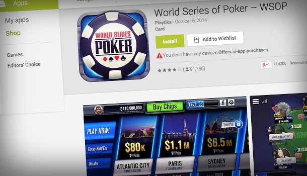 WSOP.com became the first online poker provider to enter the mobile app market.